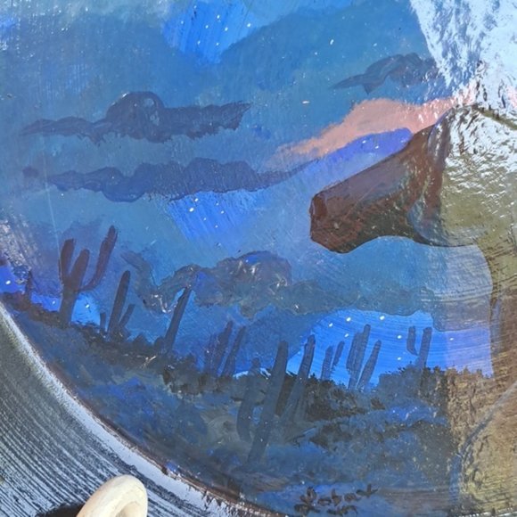 Hand Crafted Horse Clock Acrylic Painted Terra Cotta Plate Table Easel Southwest - Picture 5 of 8